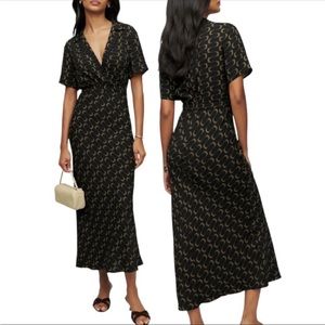 Reformation Danika Print Midi Shirt Dress Black Linguini Size Medium